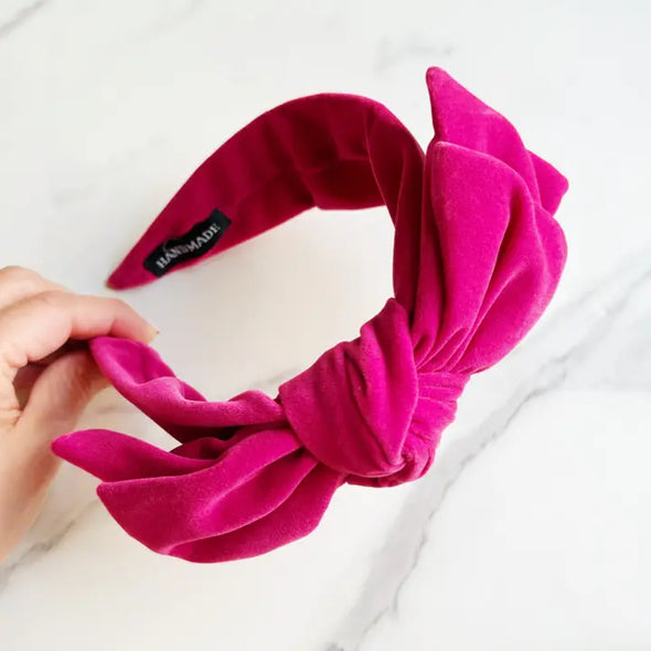 The Structured Velvet Bow Headband