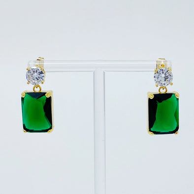 The Banquet Square Earring-Green