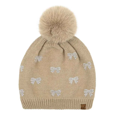 The Bow PomPom Beanie-3 Colors