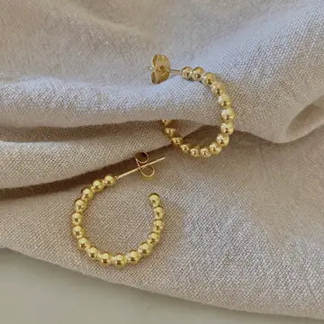 Small Gold Beaded Hoops