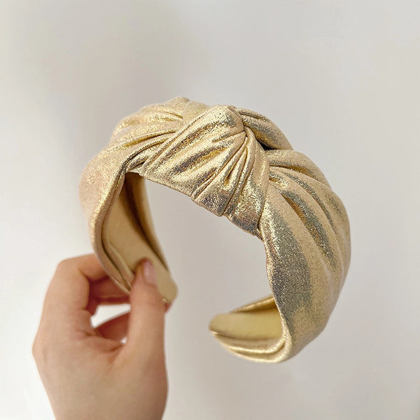 The Metallic Knot Headband-Gold