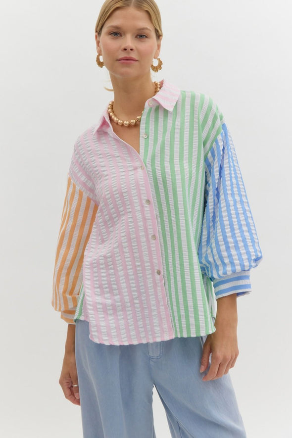 The Hailey Color Block Stripe Top-Multi