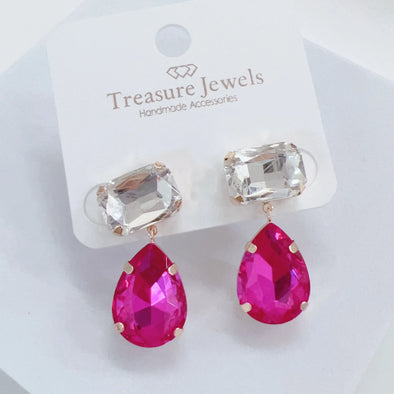 Glamorous Pink Stone Earring