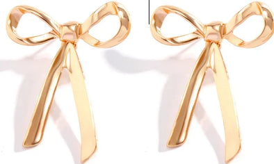 Sweet Bow Earrings-Gold Thin Bow