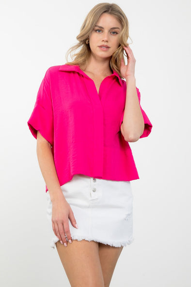 hot pink collared top 