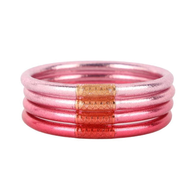 Set of four carousel pink budha girl all weather bracelets 